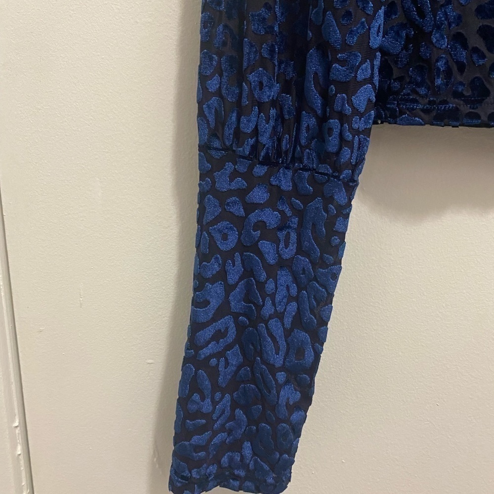Fashion Nova Crop Burnout Velvet Longsleeve Top - Picture 4 of 4